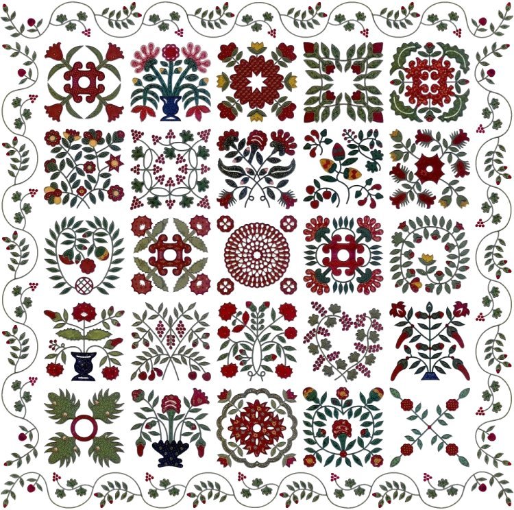  1850 BALTIMORE ALBUM QUILT - applique machine embroidery designs