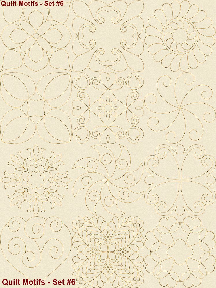  Continuous line quilting motifs machine embroidery designs