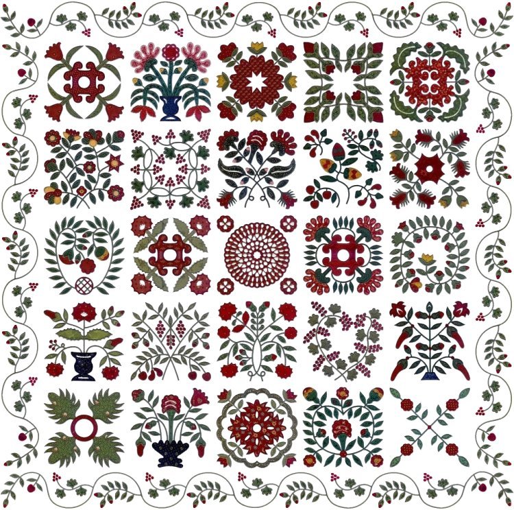  1850 BALTIMORE ALBUM QUILT - applique machine embroidery designs